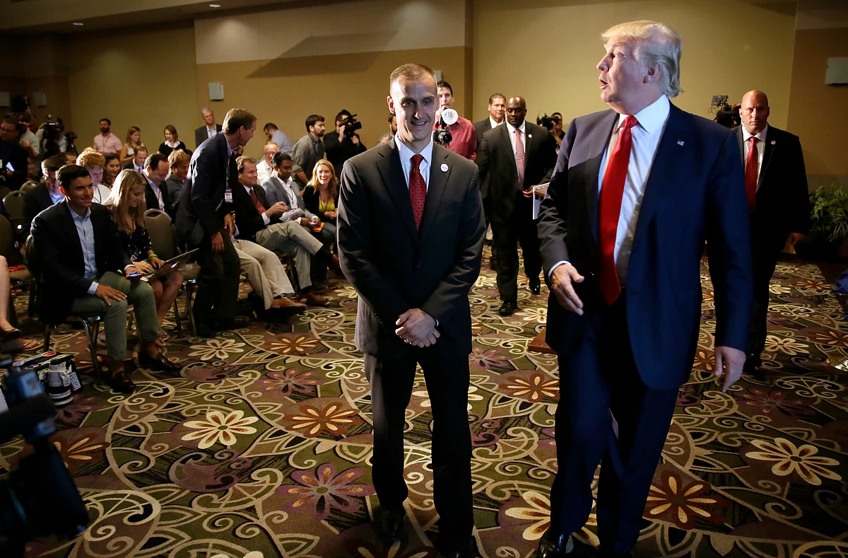 File photo of Republican presidential candidate Donald Trump, right, walking with his campaign manager Corey Lewandowski. (Photo: AP)