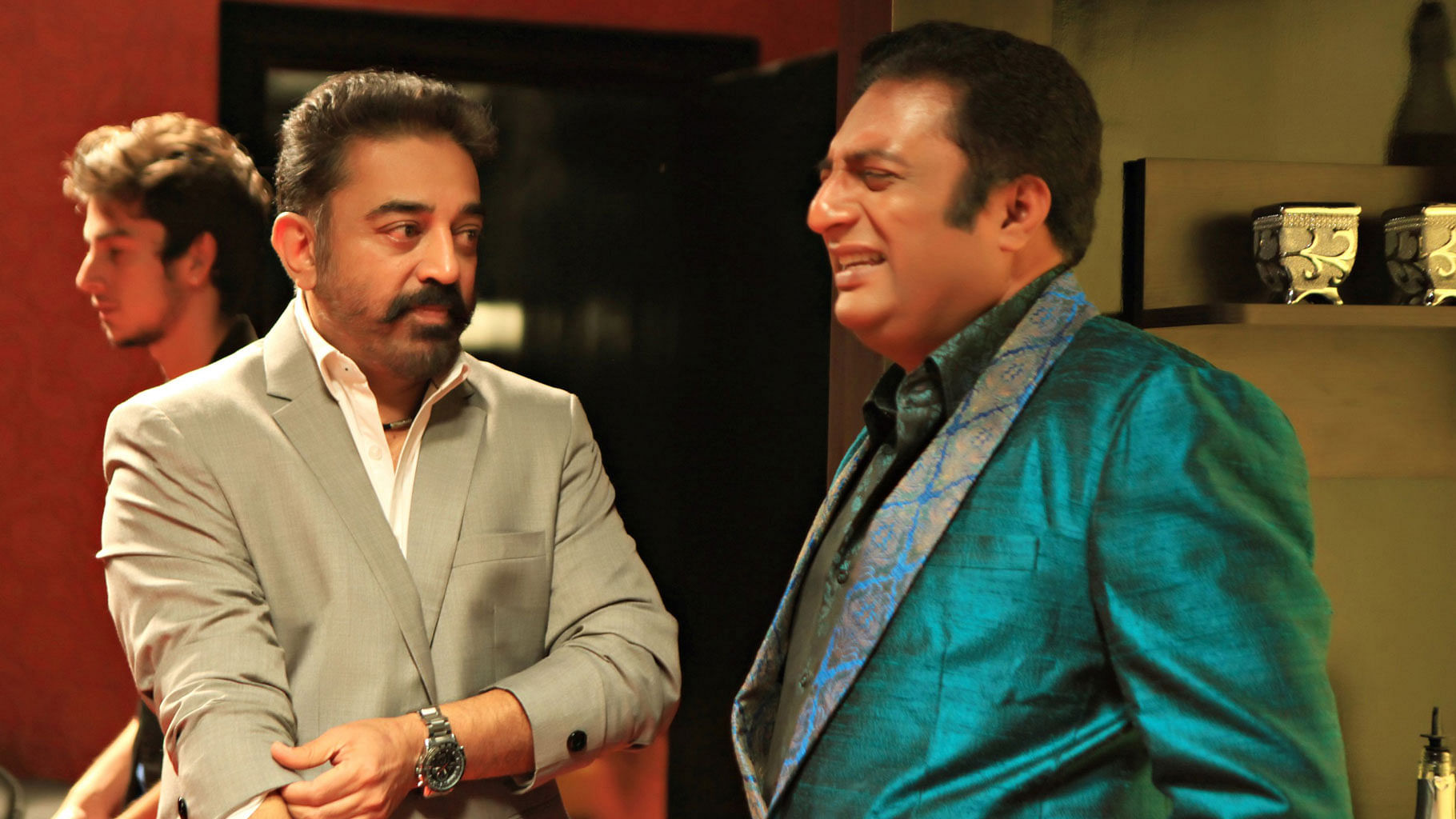 Kamal Haasan with Prakash Raj in <i>Thoongavanam</i>