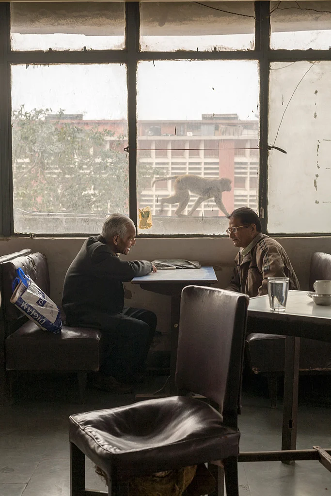 Two met sit and talk at Indian Coffee House, Baba Kharak Singh Marg, New Delhi. (Photo: Sent by Stuart Freedman)