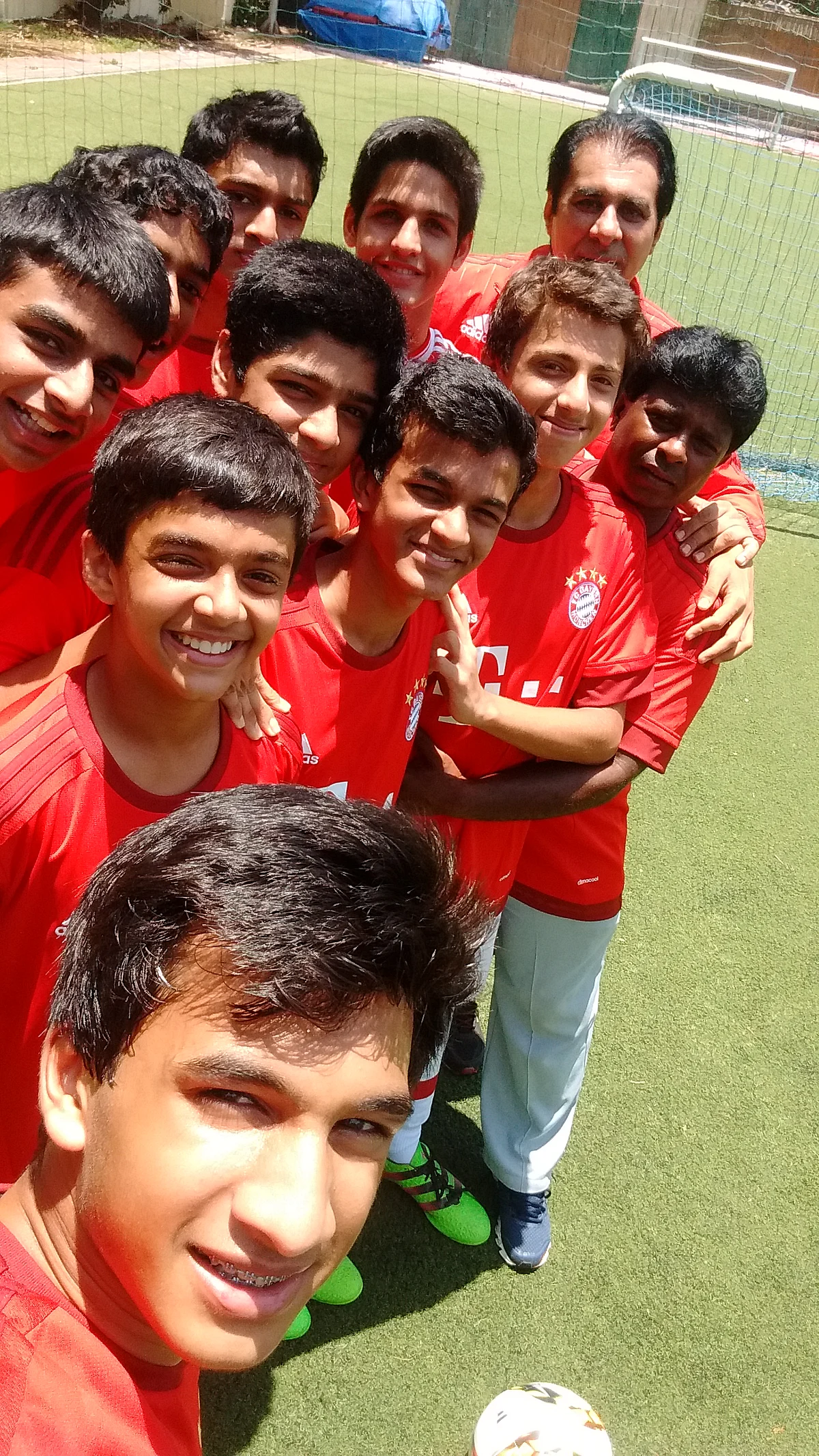 The players of the Cathedral and John Connon school team take a selfie.
