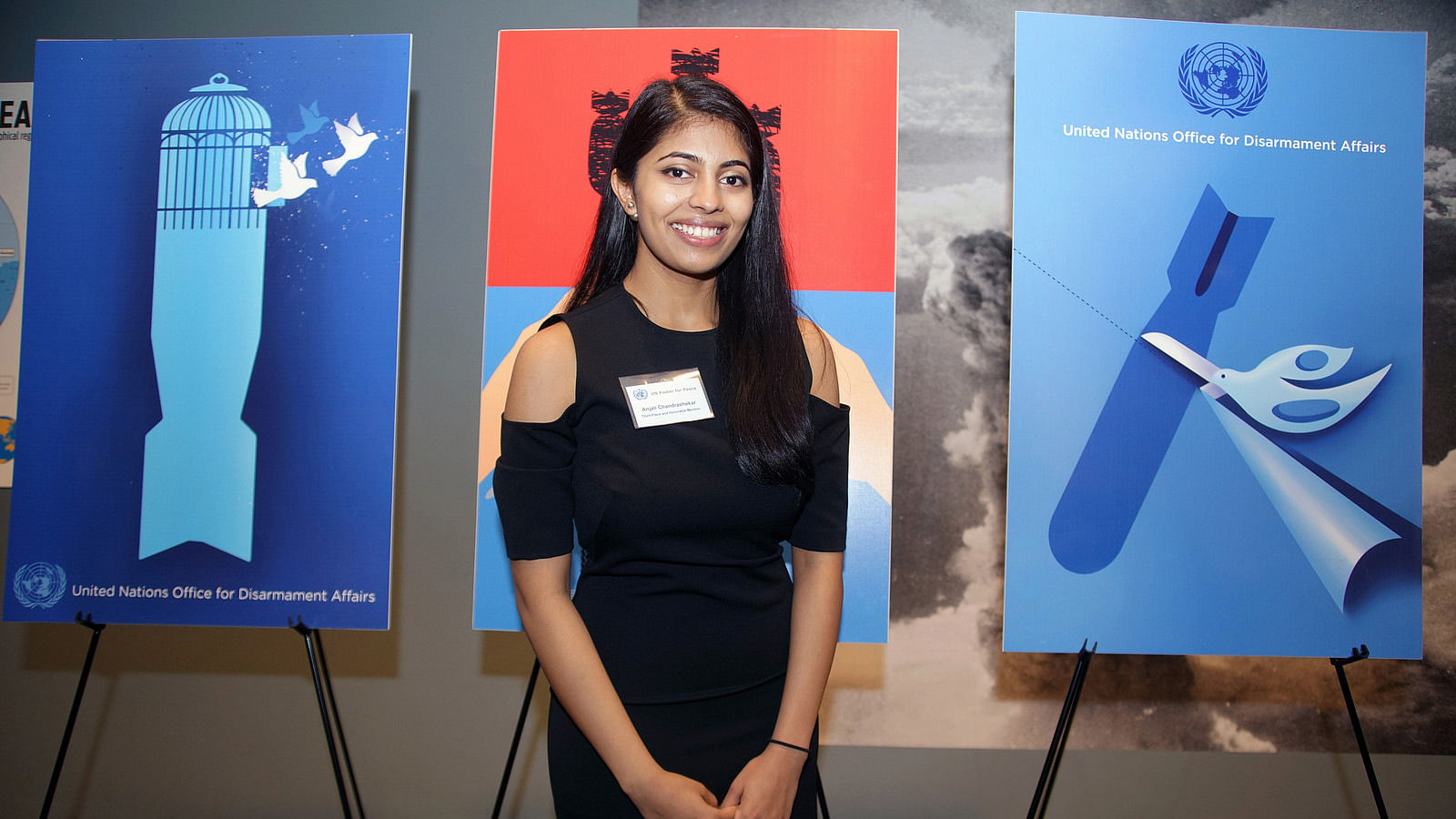 Anjali Chandrashekhar with her posters, at the ceremony held on May 3. (Photo: Flickr)