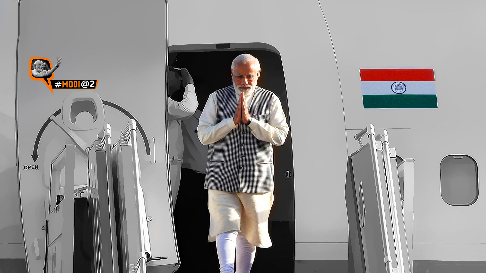 Prime Minister Narendra Modi arrives at Mehrabad airport in Tehran on his two-day visit to Iran, May 22, 2016. (Photo: PTI/Altered by <b>The Quint</b>)