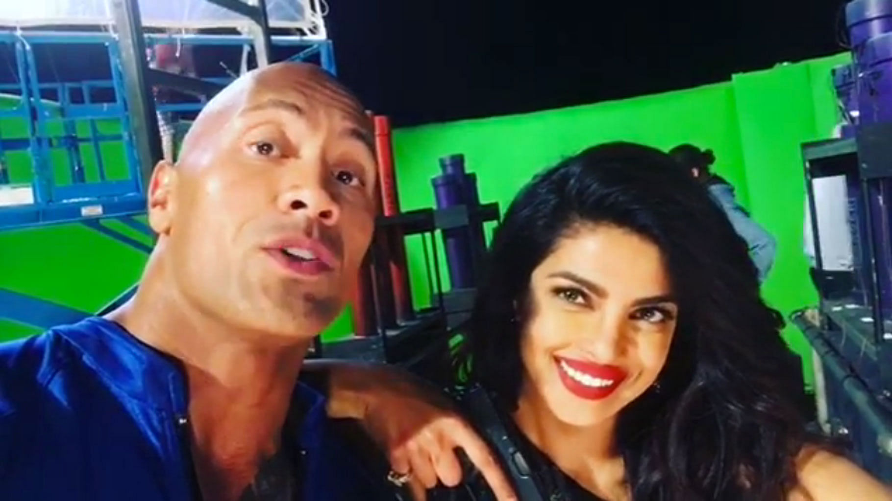 Priyanka Chopra and Dwayne “The Rock” Johnson on the sets of <i>Baywatch </i>(Photo: <a href="https://www.instagram.com/p/BFfuJXwJs-l/?taken-by=priyankachopra">Instagram/@priyankachopra</a>)