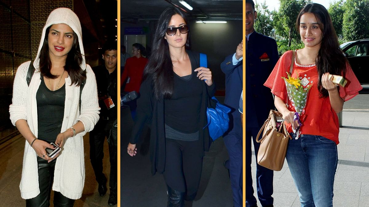 Priyanka Chopra, Katrina Kaif and Shraddha Kapoor spotted at Mumbai Airport. (Photo: Yogen Shah)