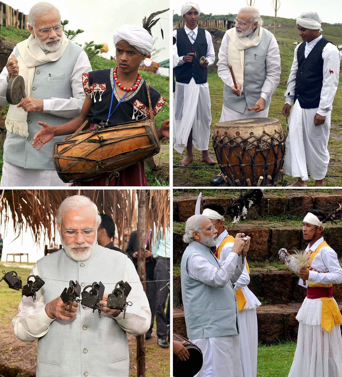The Prime Minister’s 2-day visit to Meghalaya wound up with him playing the drums with local musicians.
