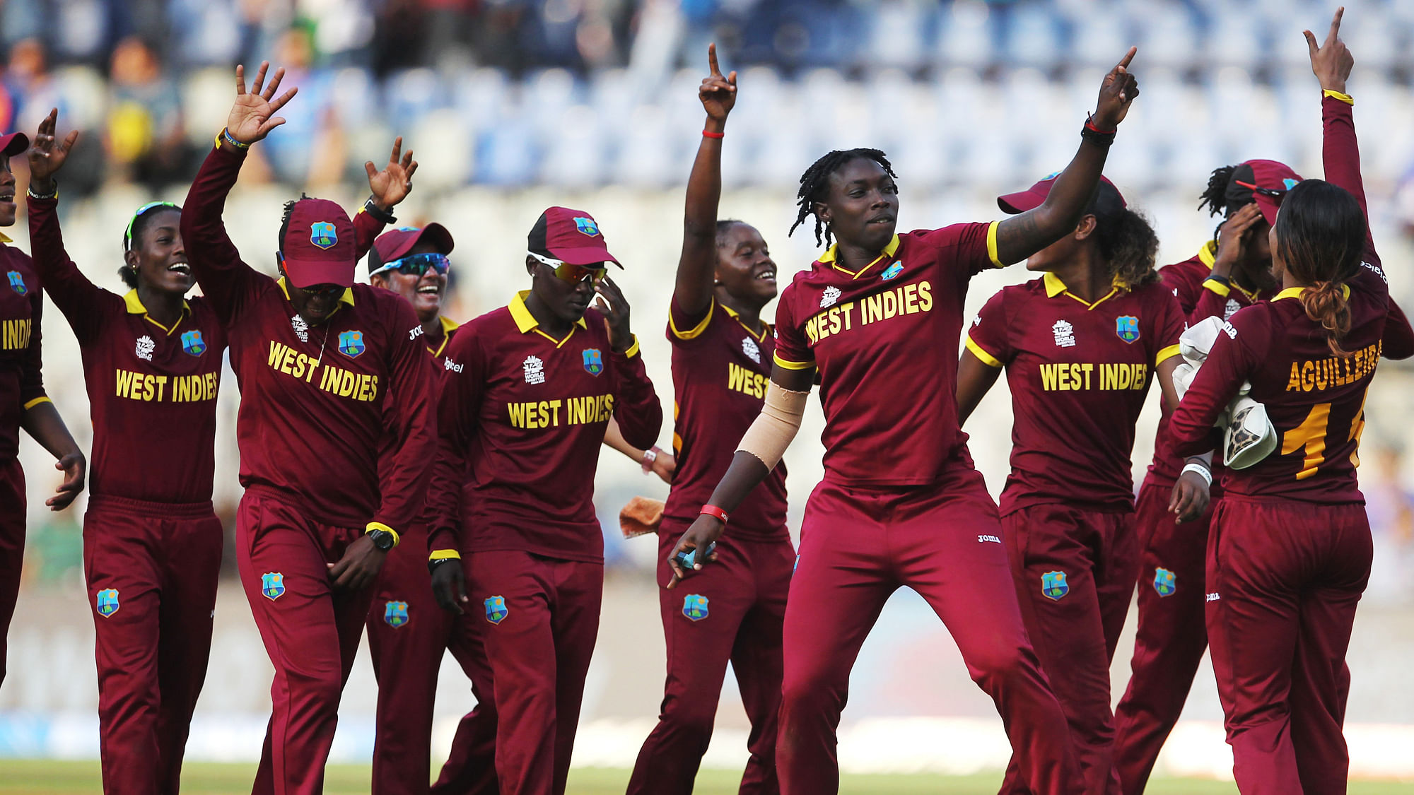 West Indies women’s team celebrate after the World Cup win. (Photo: AP)