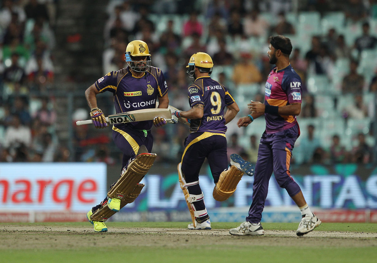Kolkata Knight Riders moved to second spot in the standings after Yusuf Pathan powered them to an eight-wicket win.