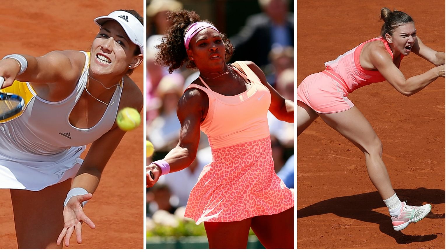 Garbine Muguruza (L), Serena Williams (C) and Simona Halep (R). (Photo: AP/Reuters)