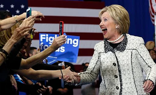 Democratic presidential candidate Hillary Clinton greets supporters at her election night watch party. (Photo Courtesy: AP/Gerald Herbert)