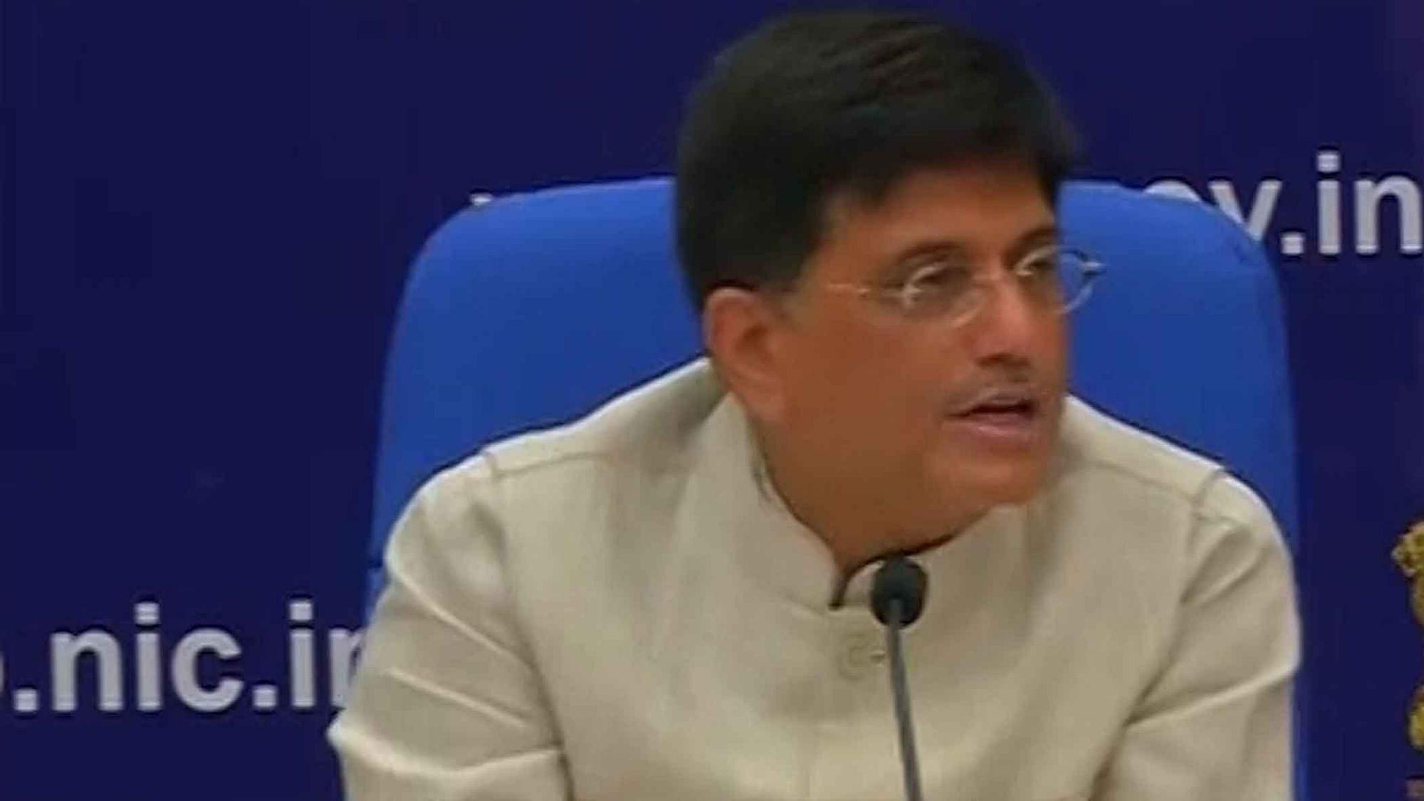 Piyush Goyal, Minister of State with Independent Charge for Power, Coal, New and Renewable Energy. (Photo: ANI Screengrab)