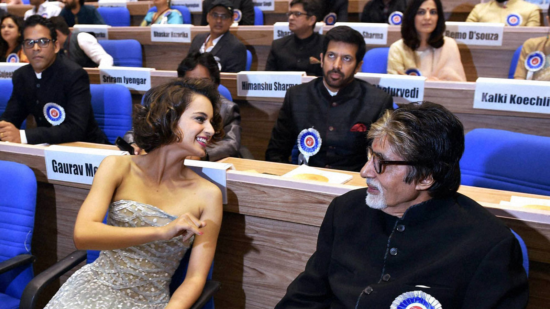 Winners of Best Actor  Amitabh Bachchan and Best Actress Kangna Ranaut at the 63rd National Film Awards 2015 function in New Delhi on Tuesday, 3 May 2016. (Photo: PTI)