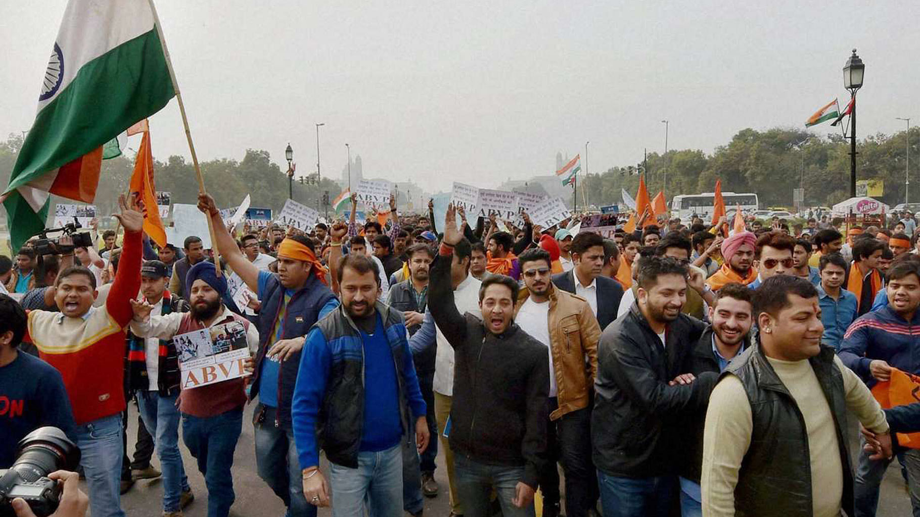 File photo: ABVP activists at a protest. (Photo: PTI)