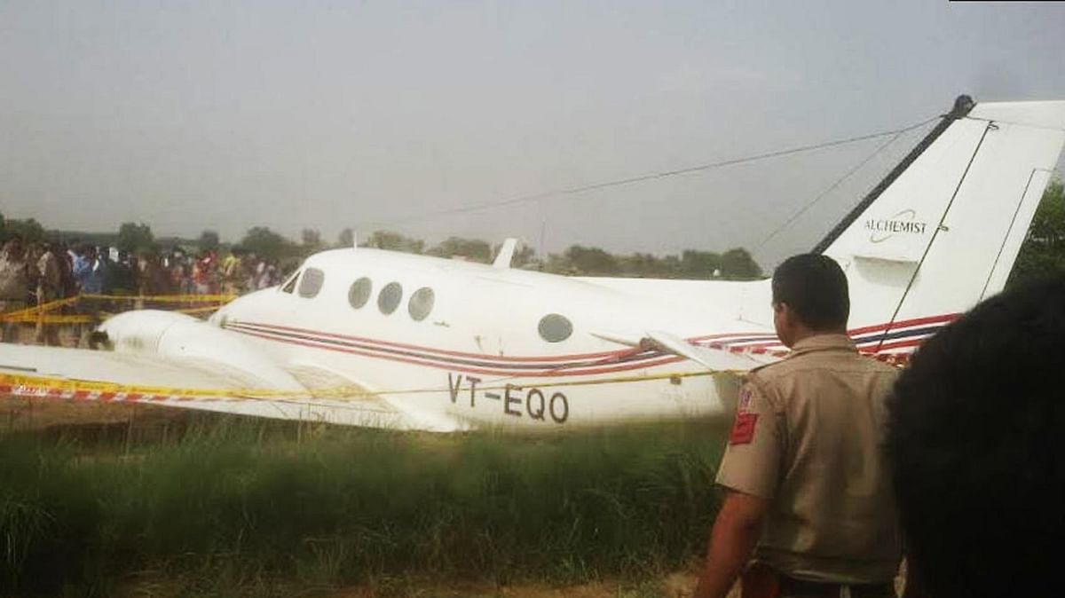 The air ambulance was on its way from Patna to Delhi when it crash landed due to engine failure.