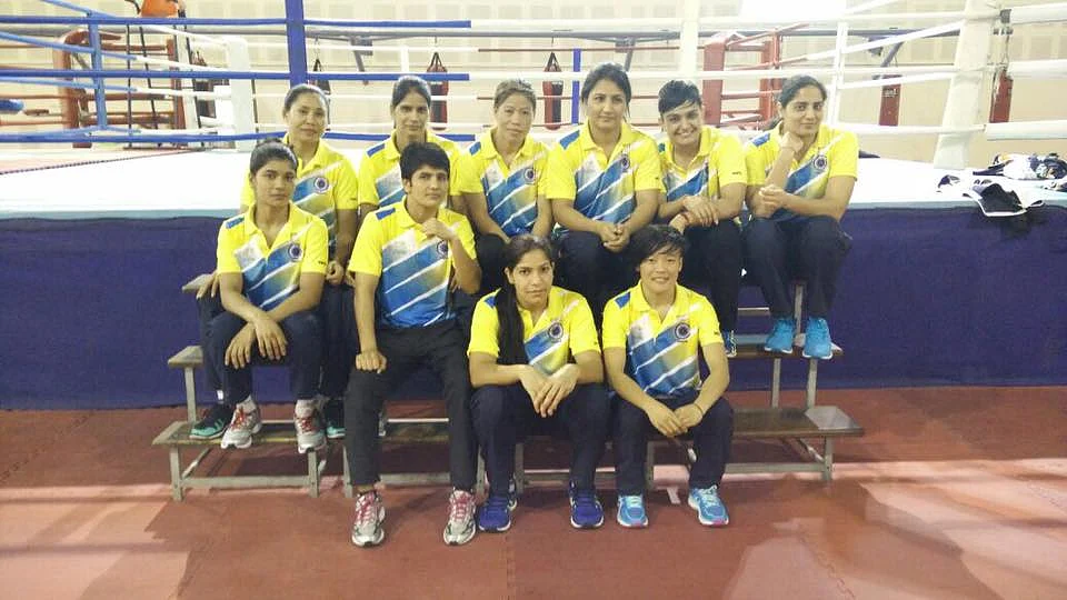 The Indian women’s boxing team at their preparatory camp in New Delhi.