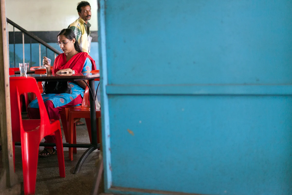 A woman customer at Indian Coffee House, Thrissur, Kerala. (Photo: Sent by Stuart Freedman)