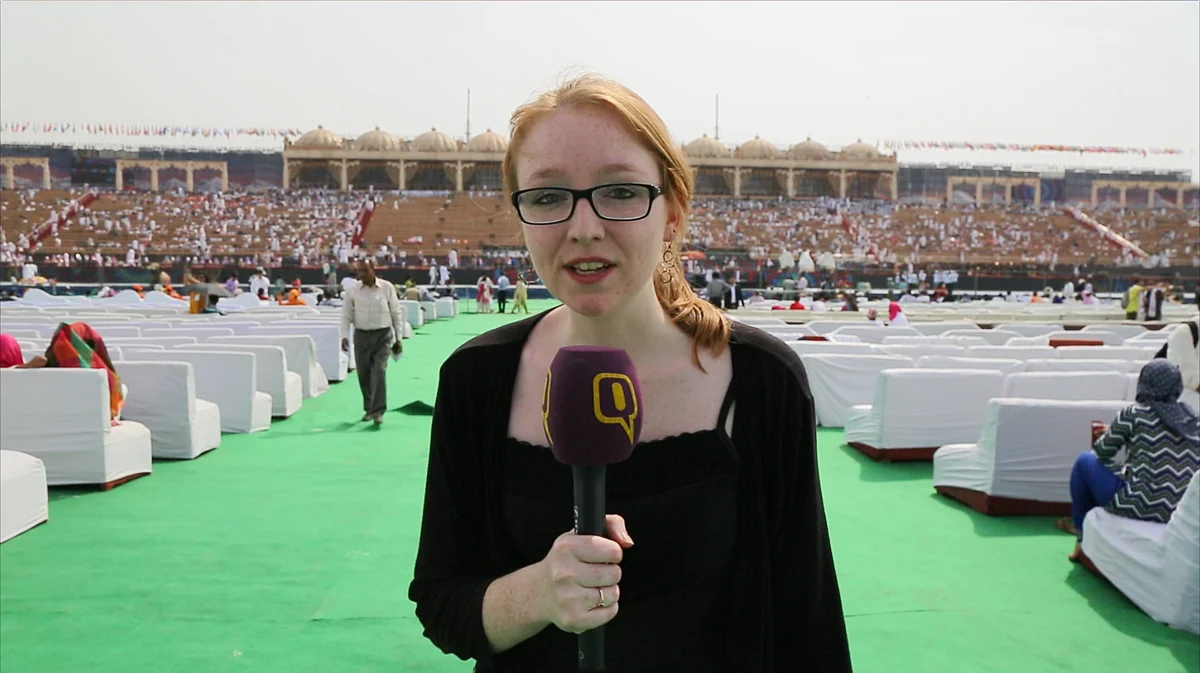 This is me, reporting the first day of your World Culture Festival. (Photo: Sanjoy Deb)