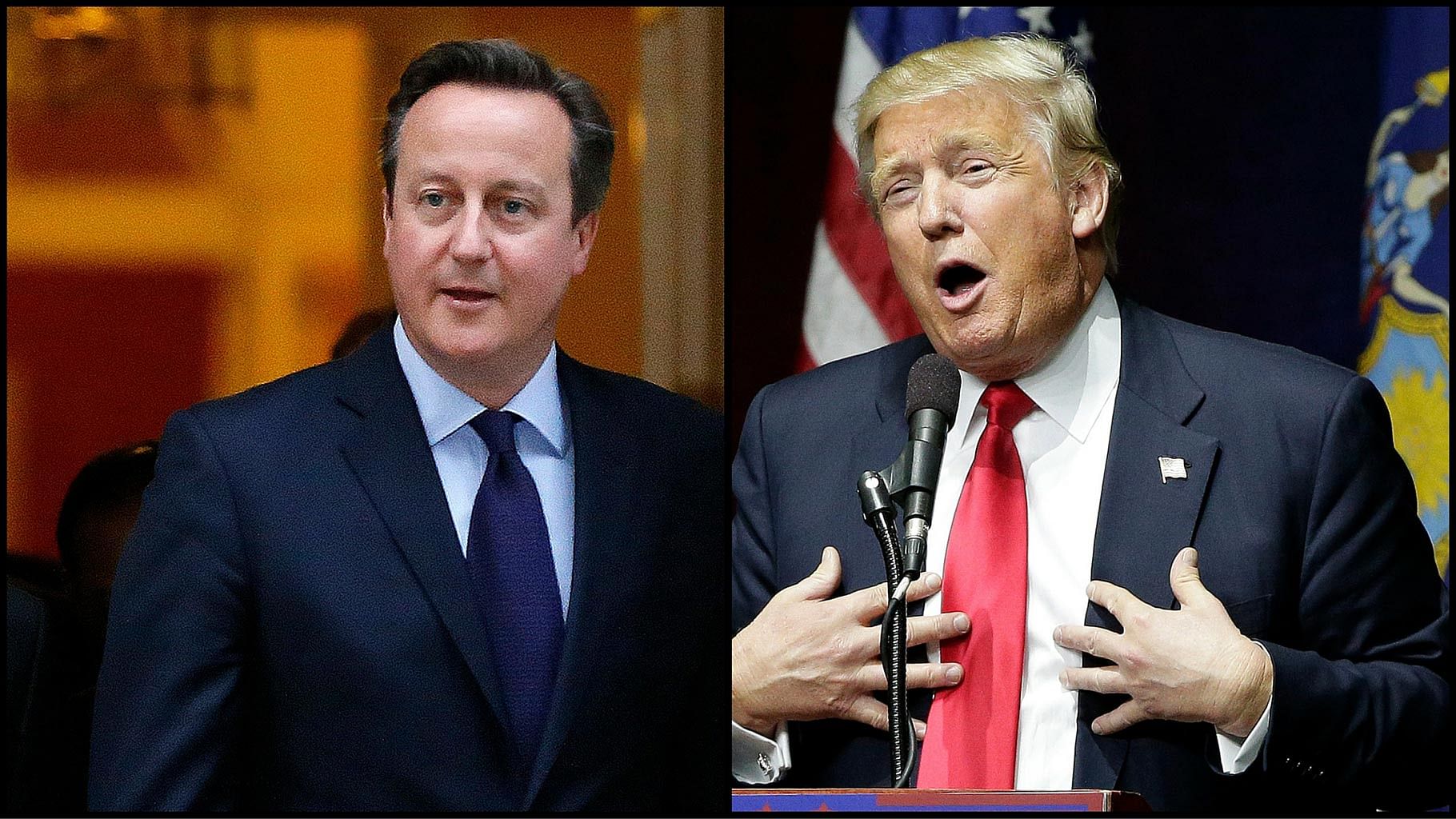 Prime Minister of United Kingdom, David Cameron and US Presidential candidate Donald Trump. (Photo: <b>The Quint</b>)