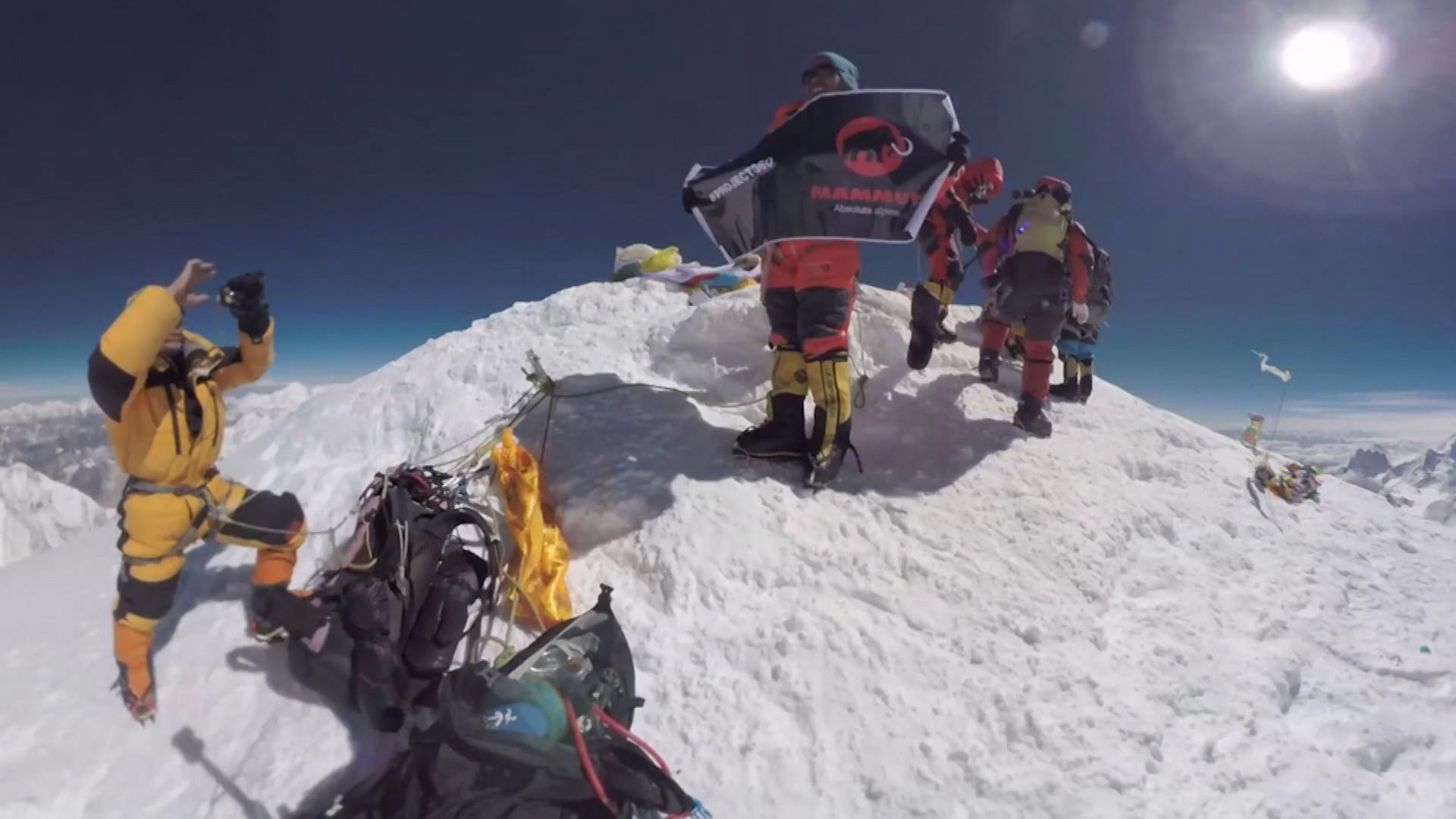 A group of intrepid explorers have documented the summit of Mount Everest using a 360 degree camera. (Photo: AP screengrab)