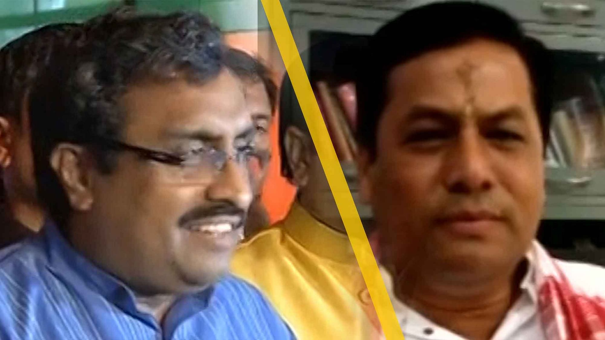 Ram Madhav and Sarbananda Sonowal thank the poeple of Assam. (ANI Screegrab)