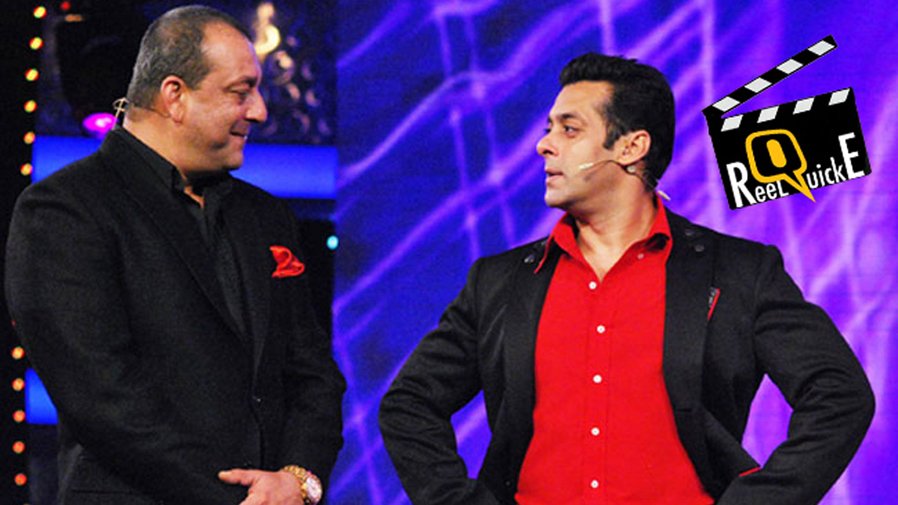 Salman Khan and Sanjay Dutt on the sets of <i>Bigg Boss</i> (Photo courtesy: Colors) 