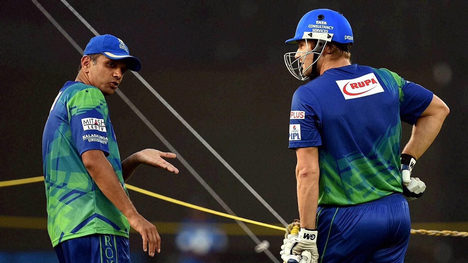 File photo of Rahul Dravid and Shane Watson as a part of now-suspended Rajasthan Royals. (Photo: PTI)