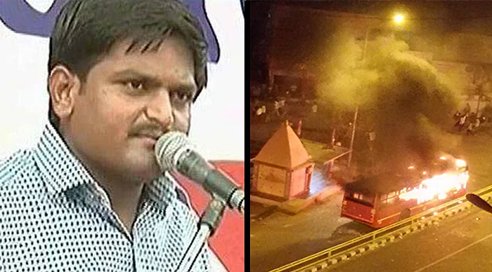 Protests for reservation turned violent after Hardik Patel got arrested. (Photo:<b> The Quint</b>)