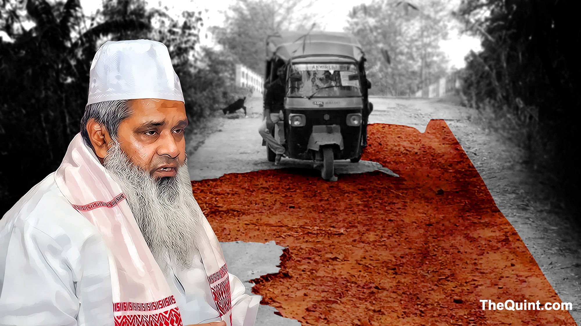 Lack of development in South Salmara in Dhubri district of Assam moved voters to reject AIUDF boss Badruddin Ajmal. (Photo: Tridip K Mandal/ Altered by <b>The Quint</b>)