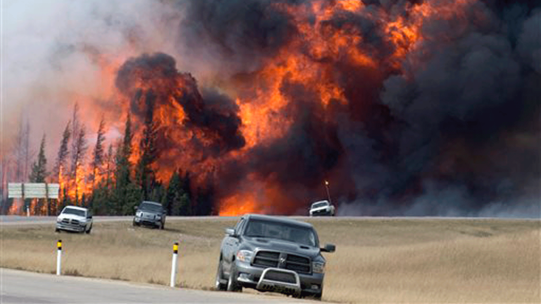 Canadian officials fear the growing wildfire could double in size and reach a major oil sands mine and even the neighbouring province of Saskatchewan. (Photo: Jason Franson/The Canadian Press via AP)