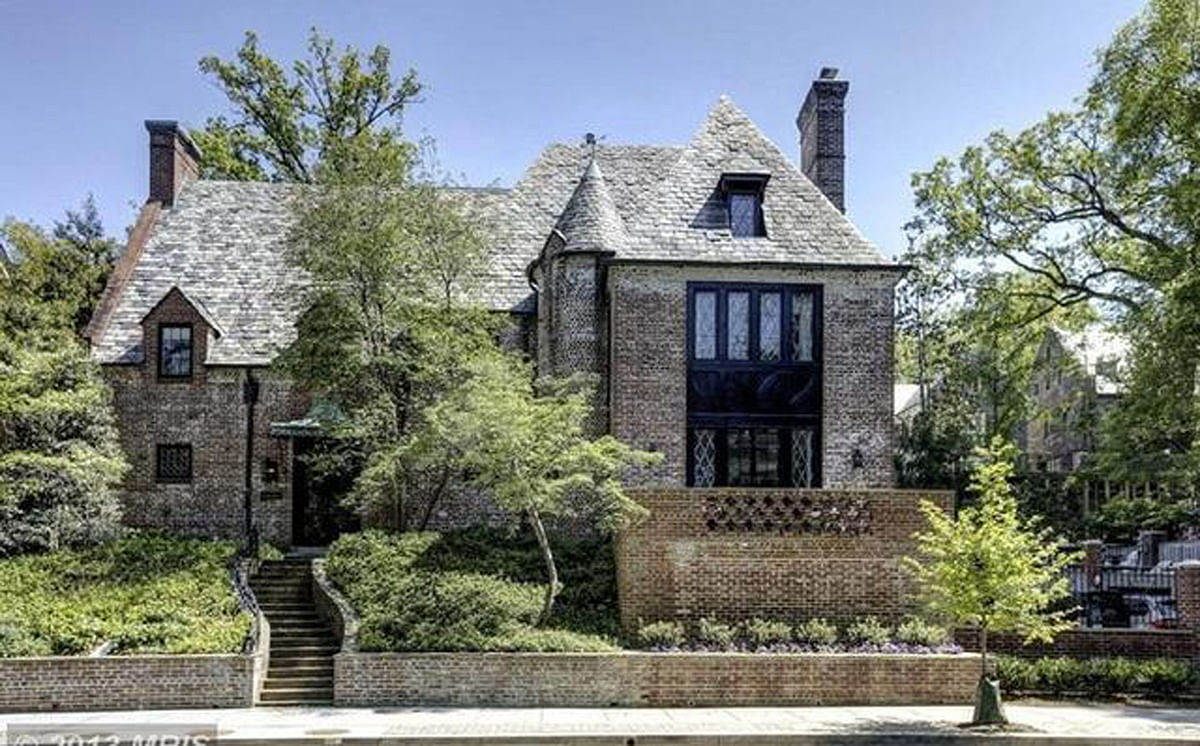 The 1928 Kalorama brick Mansion boats nine bedrooms and eight-and-a-half bathrooms.