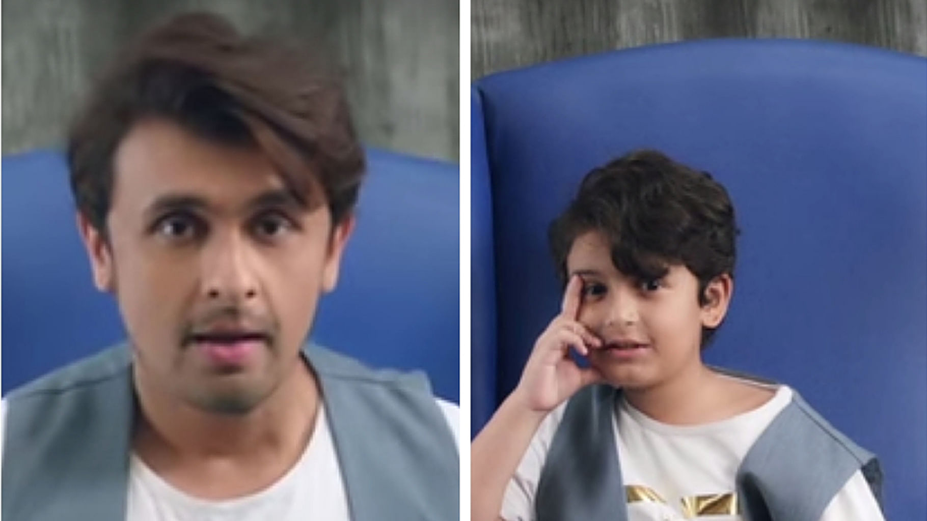 Sonu Nigam shares screen space with his son, Nevaan. (Photo Courtesy: YouTube/<a href="https://www.youtube.com/watch?v=3ji-MBjMz0o&amp;feature=youtu.be">Sonu Nigam</a>)