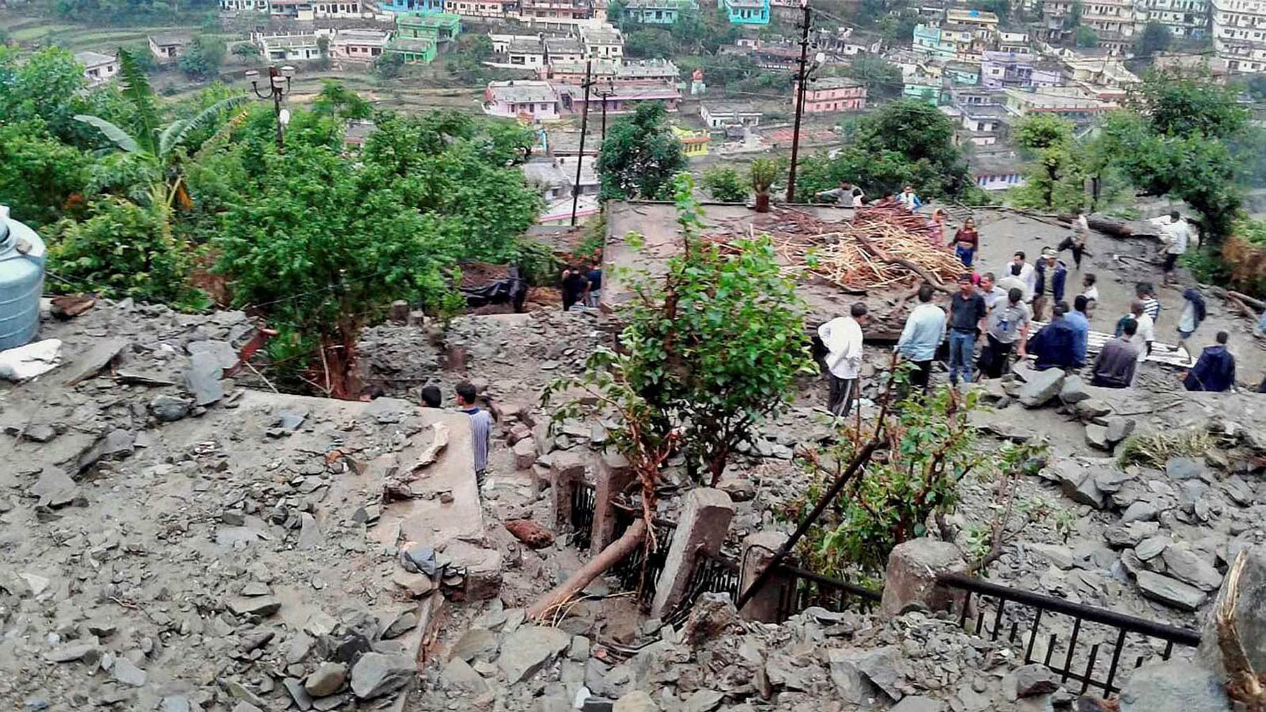 File photo of damages in Uttarrakhand after a landslide. (Photo: PTI)