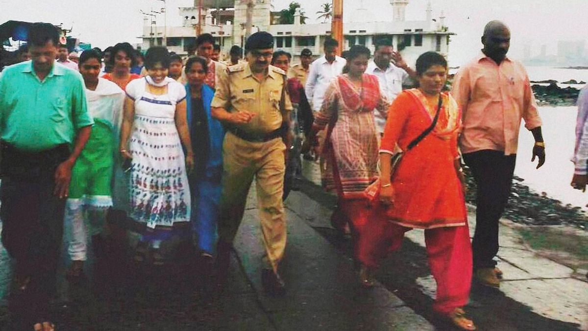 Trupti Desai entered the Haji Ali shrine in Mumbai on Thursday, escorted by police.