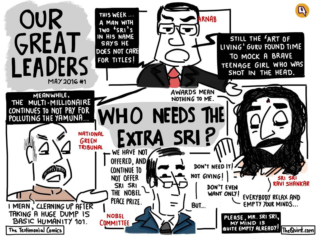 A comic on Sri Sri’s views on Nobel Prize for a girl who was shot in the face by the Taliban.