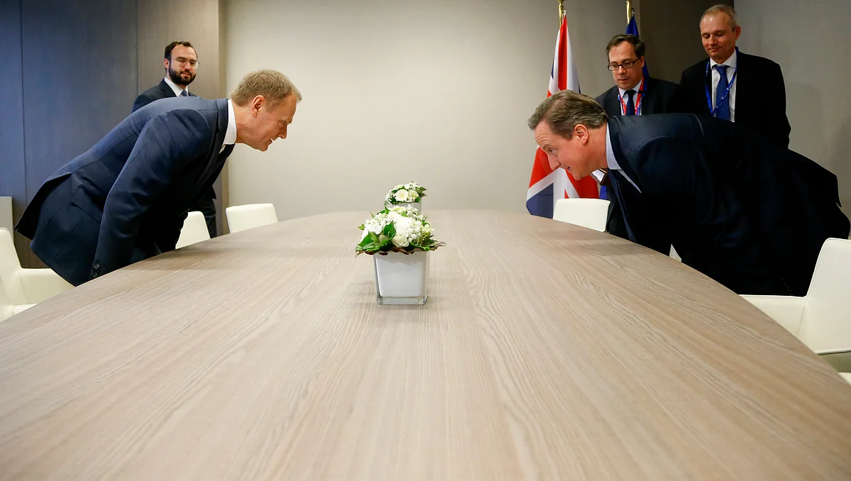 British Prime Minister David Cameron, right, takes his seat with European Council President Donald Tusk on the sidelines of an EU summit in Brussels. Image used for representational purposes. (Photo: AP)