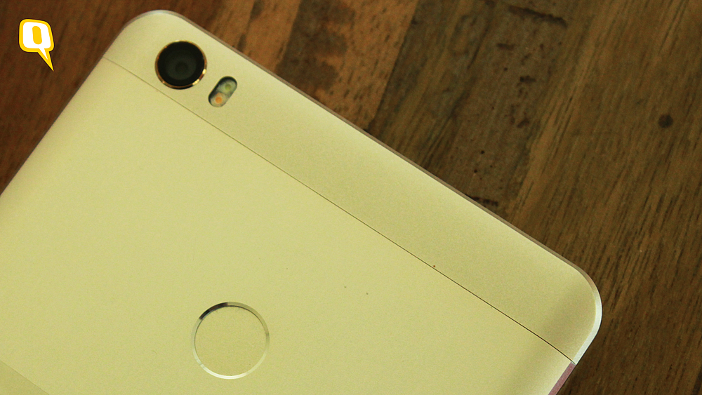 The fingerprint scanner placement on Mi Max is similar to Redmi Note 3, while the camera is slotted at Mi5’s place. (Photo: <b>The Quint</b>)