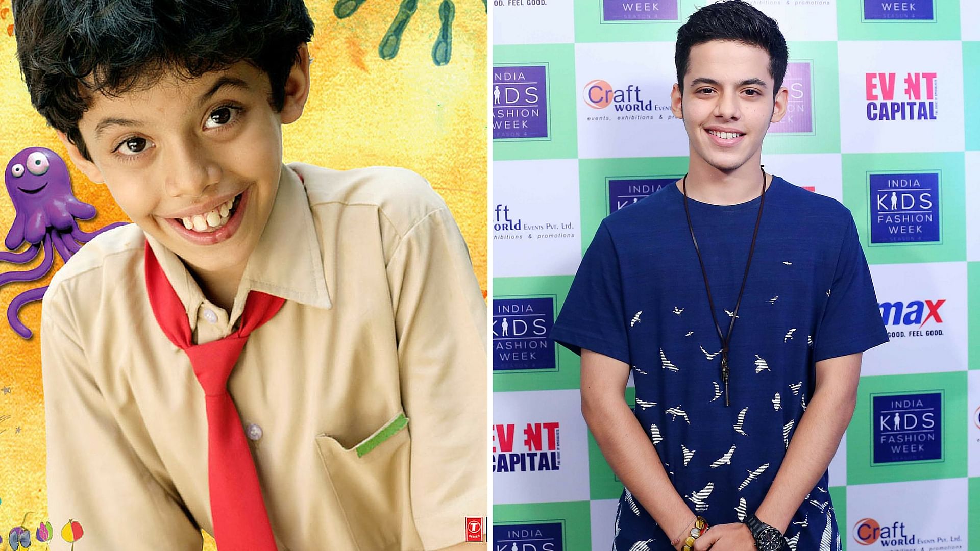 Darsheel Safary in an official poster of <i>Taare Zameen Par</i>  and Darsheel at a fashion event for kids (Photo: Yogen Shah)
