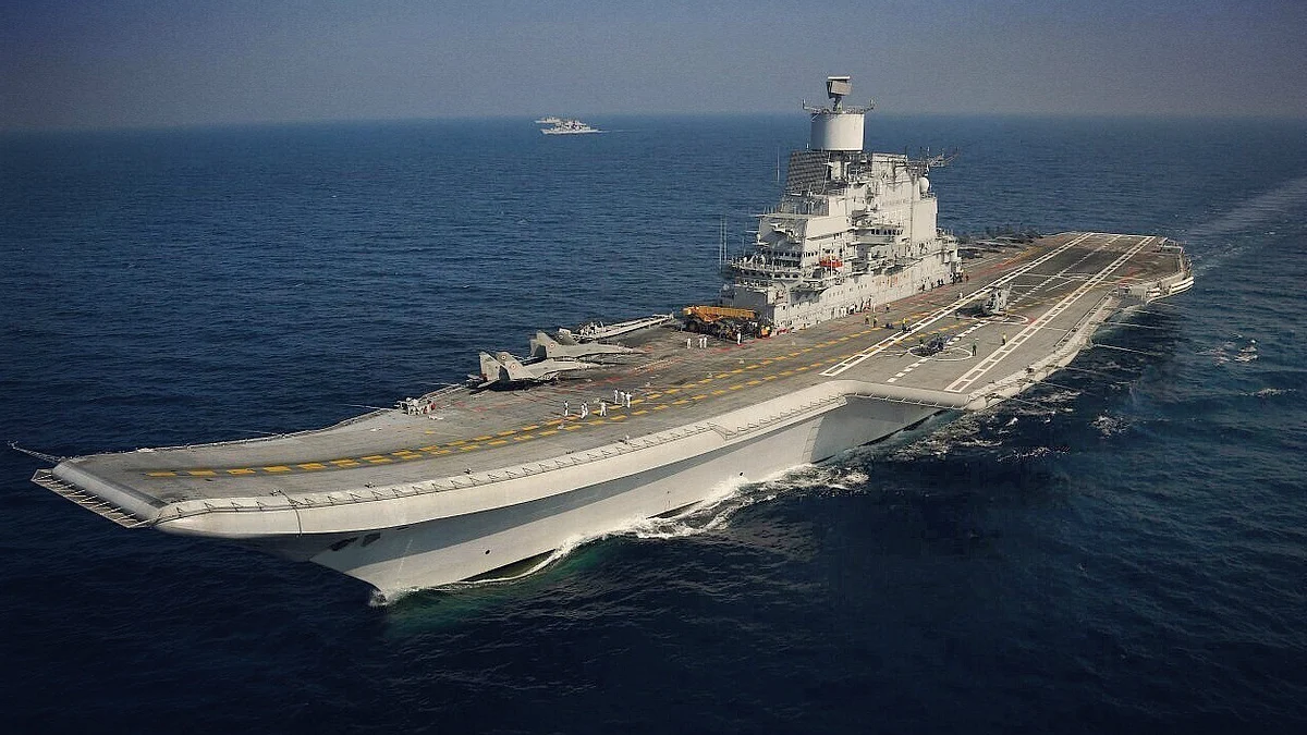INS Vikramaditya deployed with its fighter wing and choppers in late 2015.