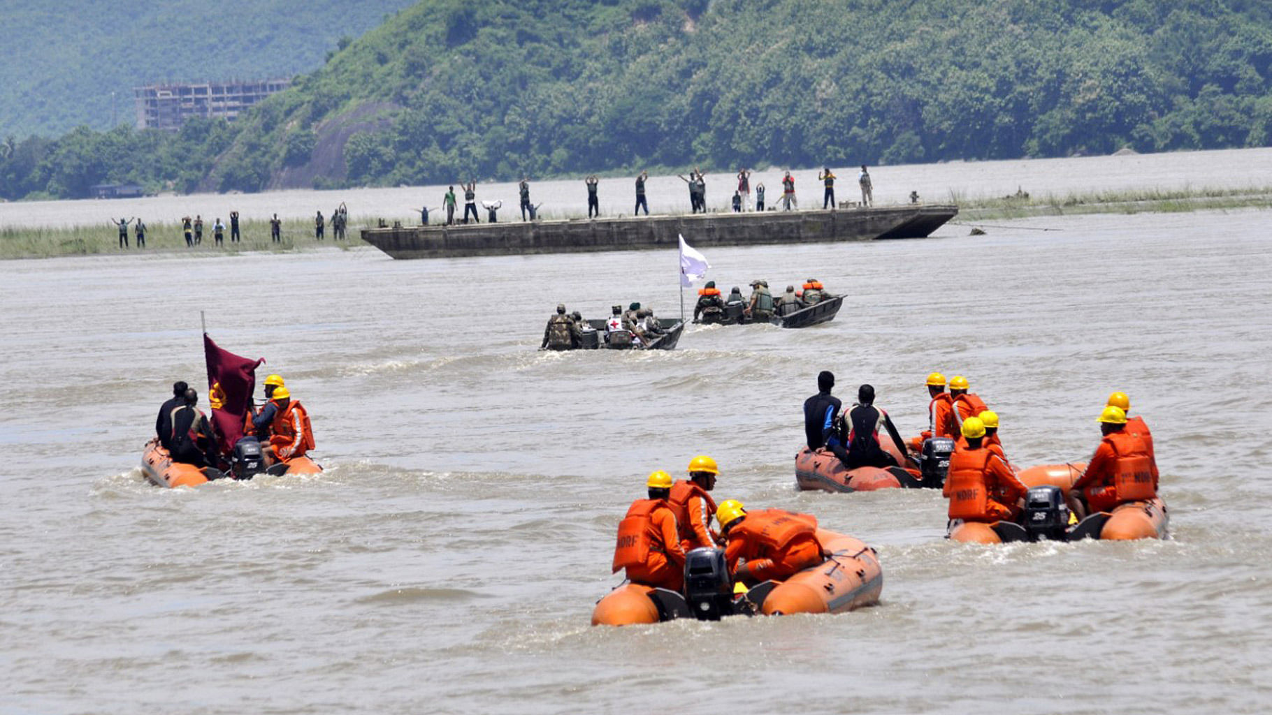 Army, along with Assam state authorities conducts mock drill for flood relief in Guwahati, Assam. (Photo: Anjana Dutta)