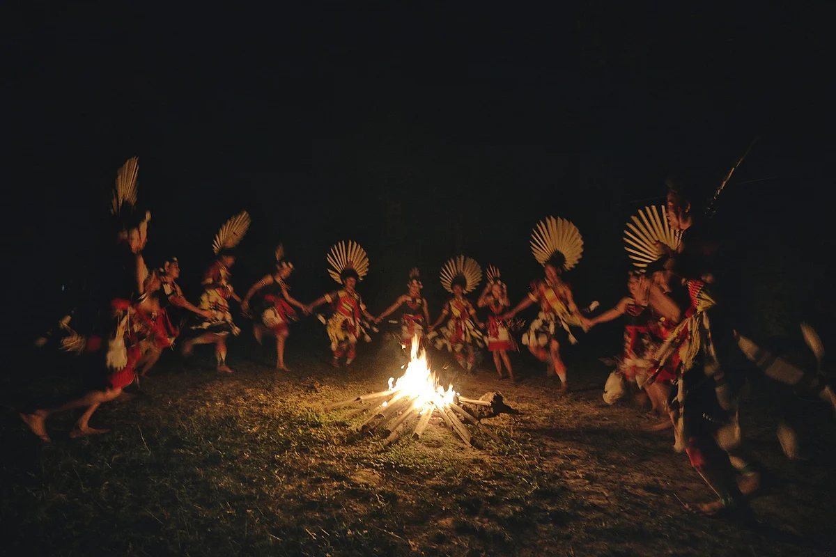 A group of teenagers from the Rengma tribe dance in Nagaland. (Photo: Souvid Datta)
