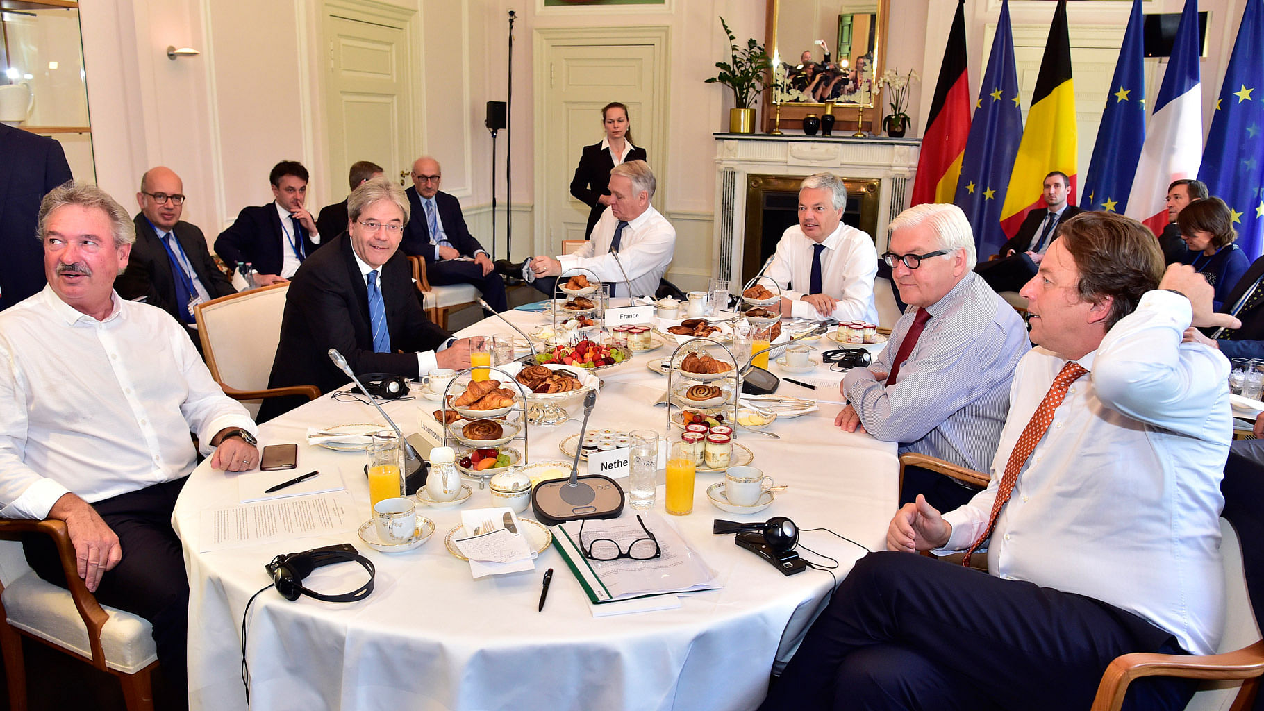 Foreign Ministers of Luxembourg, Italy, France, Belgium, Germany and Netherlands attend talks about the so-called Brexit in Berlin. (Photo: AP)