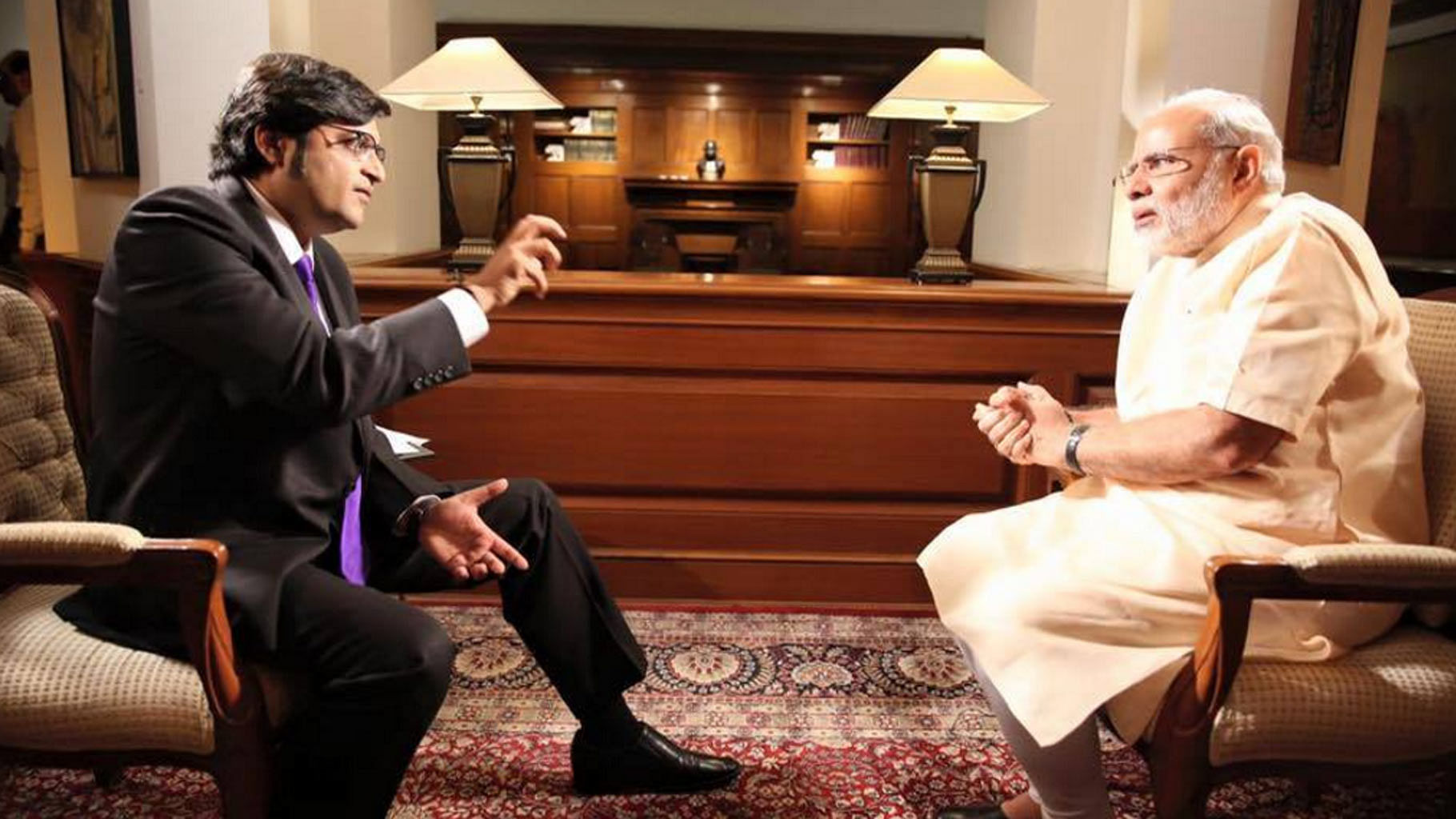 Narendra Modi’s interview with Arnab Goswami on Monday. (Photo Courtesy: <a href="https://twitter.com/TimesNow">Twitter/ Times Now</a>)