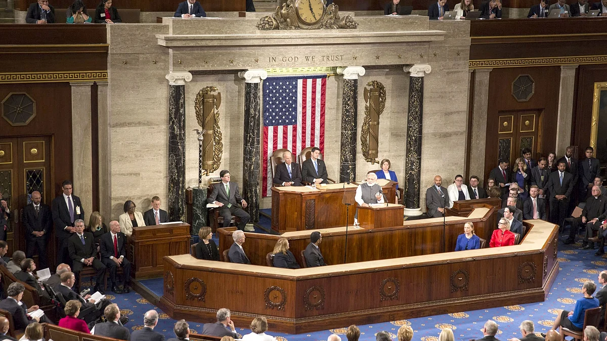 Prime Minister Narendra Modi addressing the joint session of the US Congress, in Washington DC, USA on June 8, 2016. (Photo: IANS/PIB)
