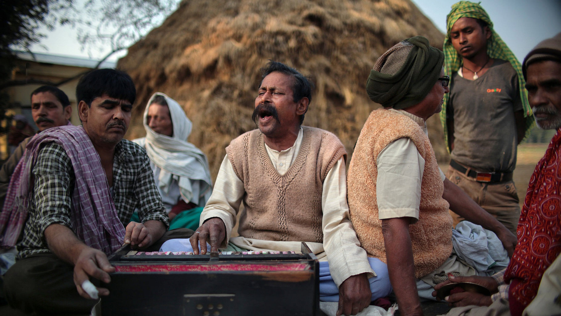 A singer performs traditional Baul songs in a village in Uttar Pradesh. &nbsp;