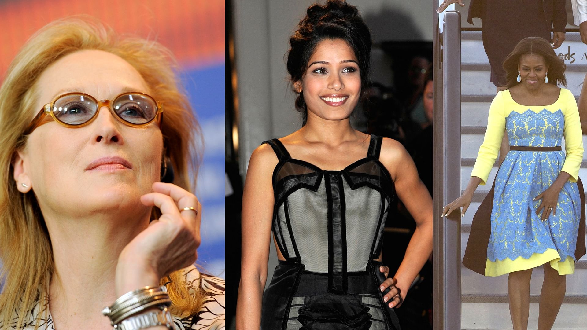 Meryl Streep, Freida Pinto and Michelle Obama will travel together to promote women’s education (Photos: Reuters)