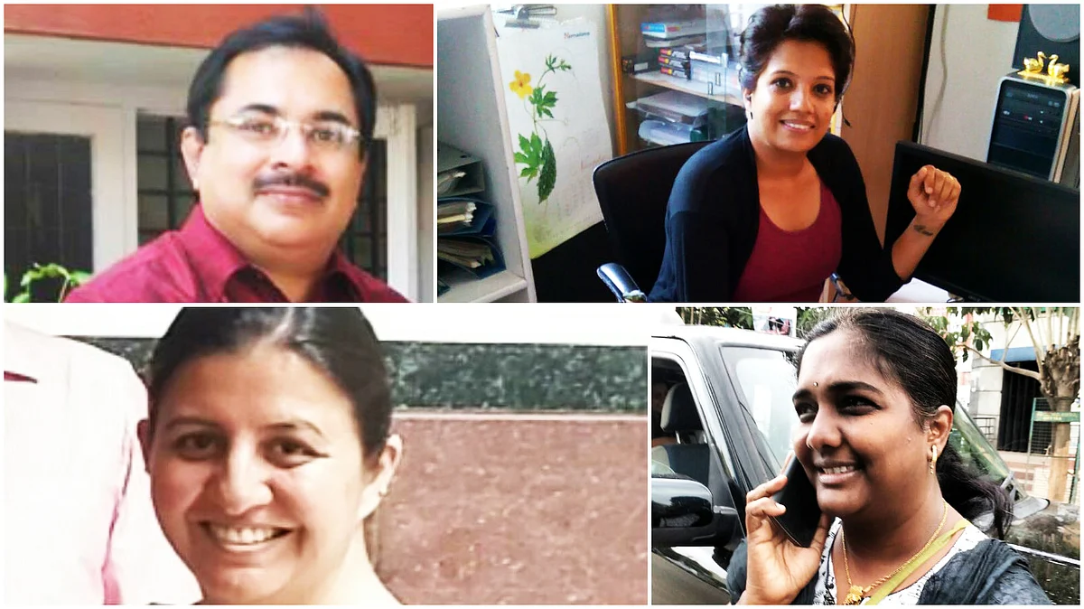 Allen Joseph, Meera Arun, Dr Shanthi, Malini Parmar (From Left to Right Clockwise; Image Altered by <b>The Quint</b>)
