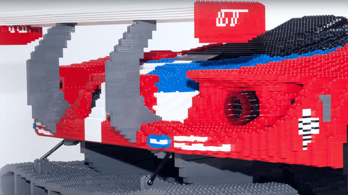 The car made out of 40,000 LEGO bricks was on display at the Le Man 24 hours this weekend. 