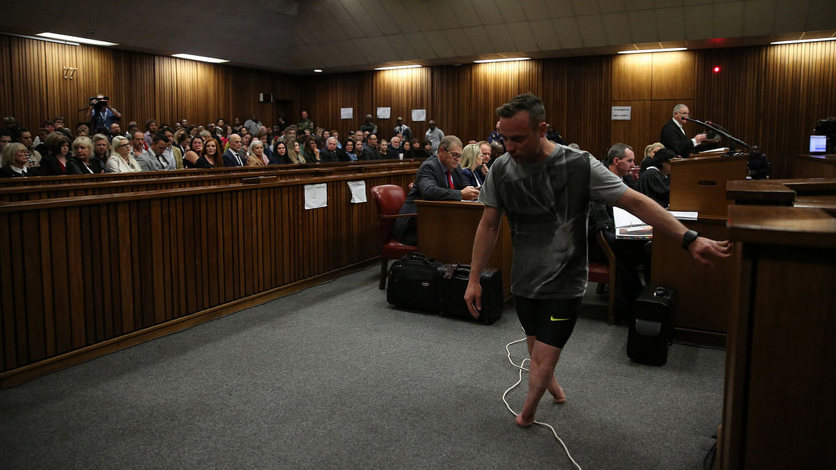 Oscar Pistorius, an amputee athlete, is being held for firing shots and killing his girlfriend in February 2013.
