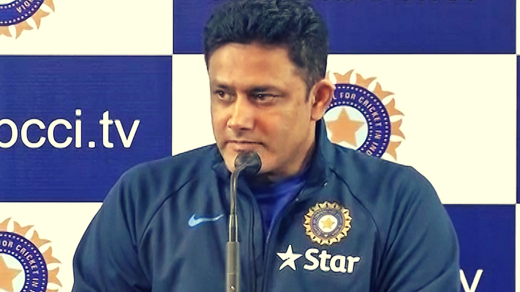 Anil Kumble attends his first press conference as India’s head coach. (Photo: ANI)