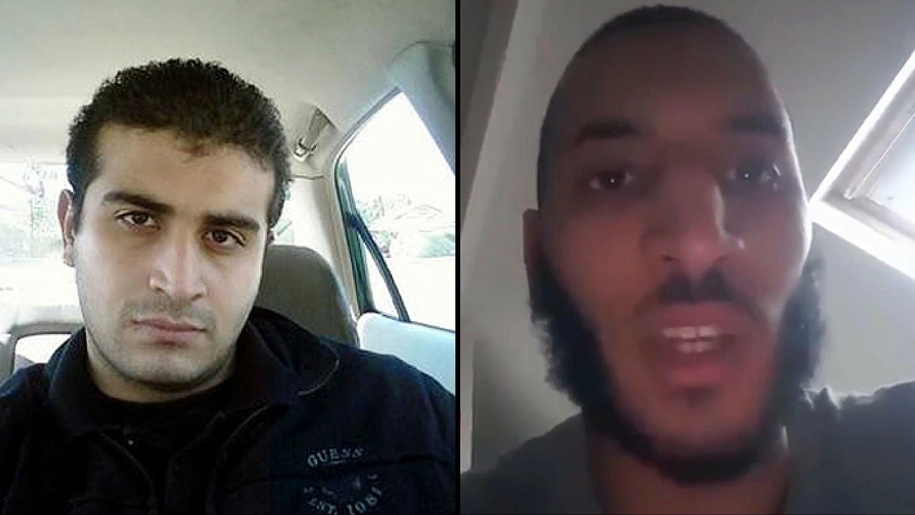 From left to right,  Omar Mateen, who authorities say killed dozens of people in Orlando and Larossi Abballa, responsible for knifing a French police couple. (Photo: AP)