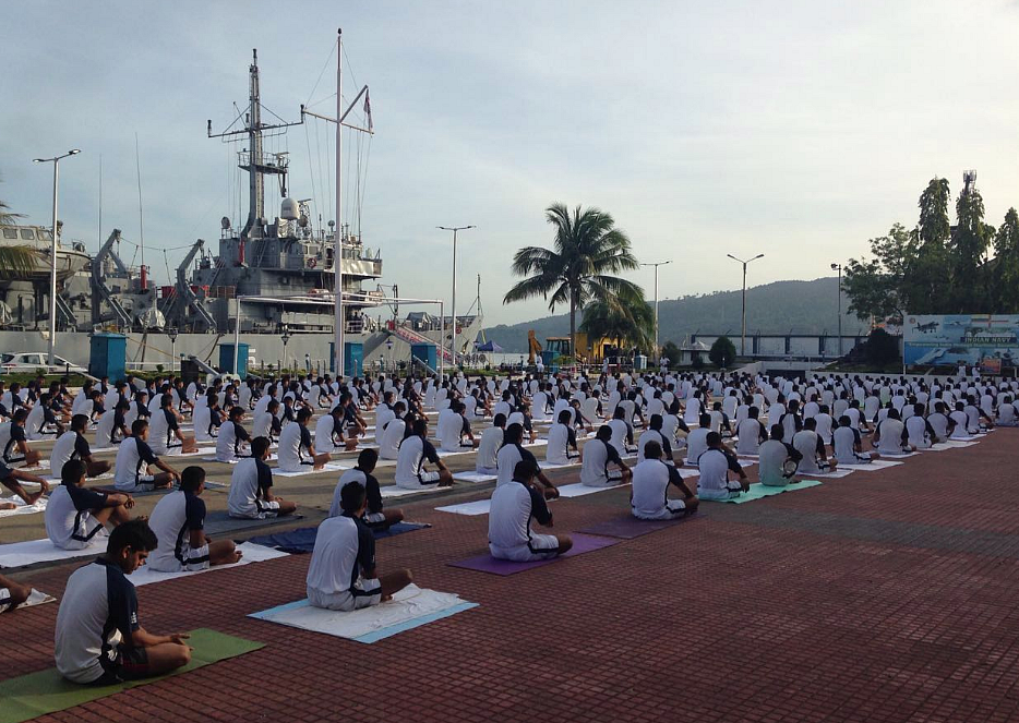 International Yoga Day celebrations at the Eastern Naval Command. (Photo: ANI)